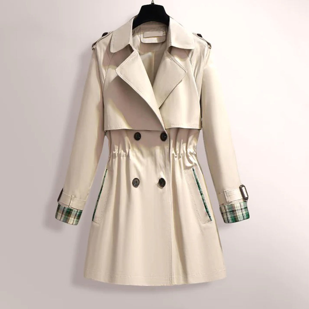 Emirene – Elegante Trenchcoat Met Geruite Mouwvoering