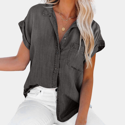 Evelijn – Moderne Casual Denim Blouse