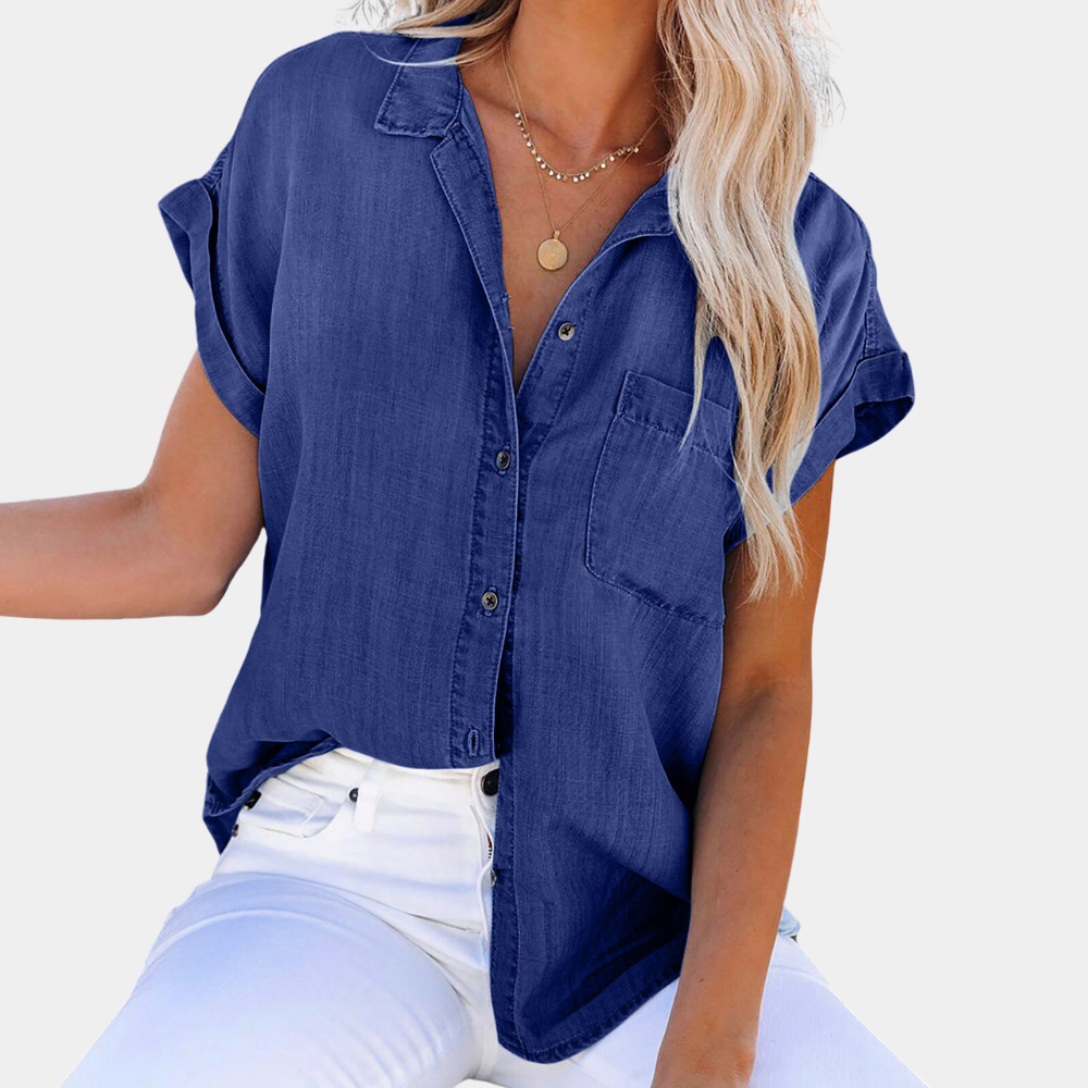 Evelijn – Moderne Casual Denim Blouse