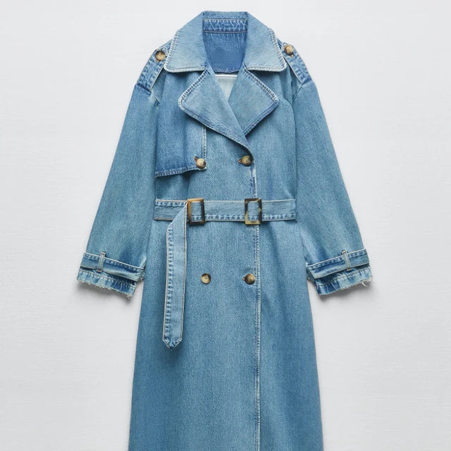 Emman - Denim Trenchcoat voor een Gedurfde Look